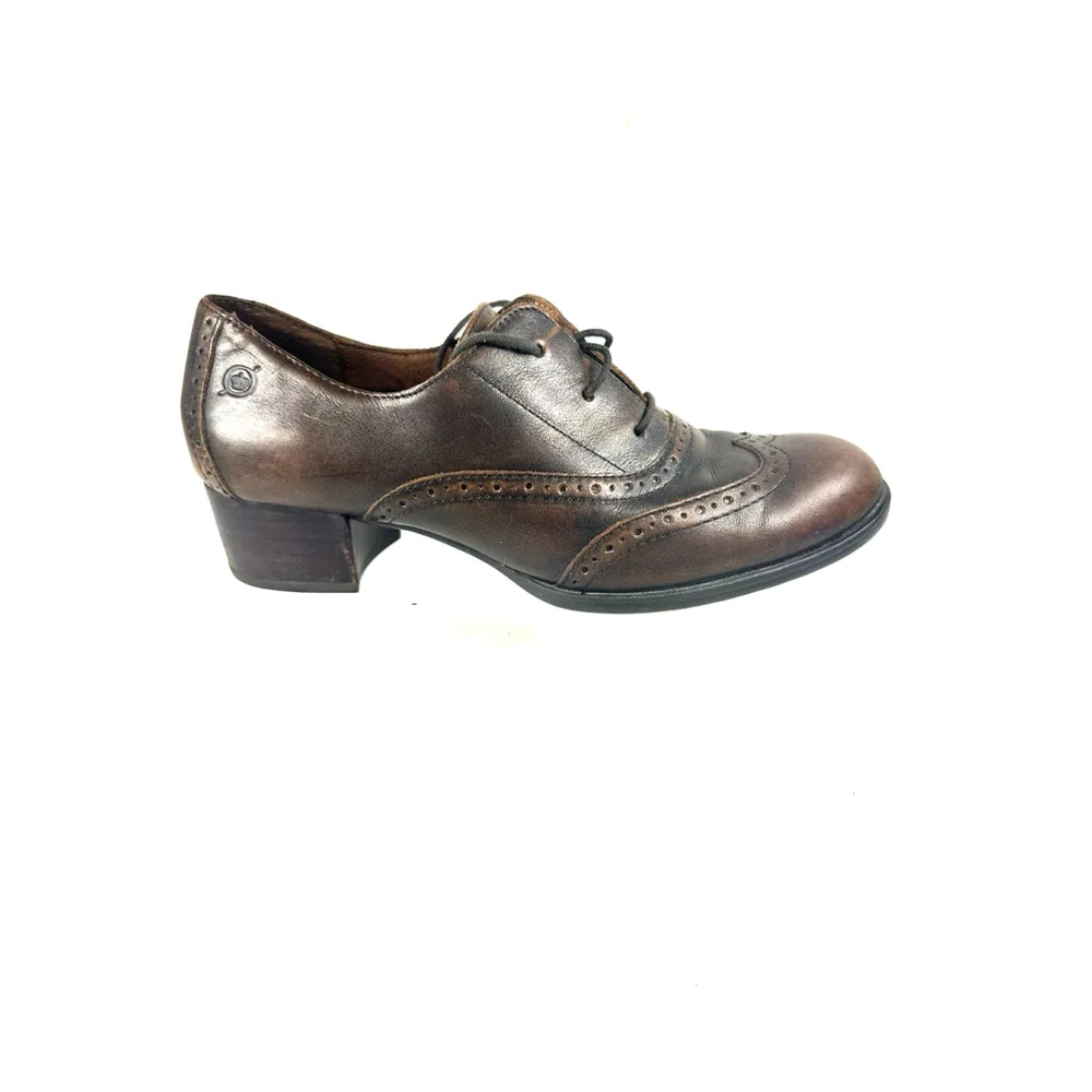 BORN Size 9 Leather Wingtip Naleigh Heeled Oxford Shoes EU 40.5 - Picture 10 of 15